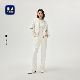 HLA/海澜之家宽松开衫连帽卫衣秋冬新款微弹小标防风长袖上衣女装