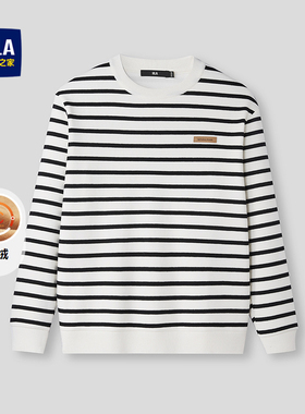 HLA/海澜之家董事长推荐加绒针织衫25秋冬新款套头圆领075A上衣男