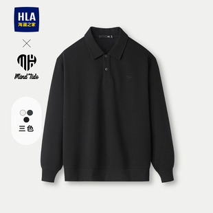 翻领宽松压花上衣打底男 25秋新款 HLA海澜之家亦心即为长袖 POLO衫
