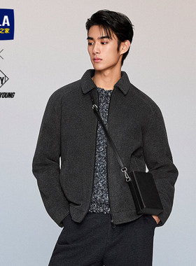 HLA/海澜之家POWER YOUNG翻领夹克25秋冬新保暖仿毛呢加厚外套男