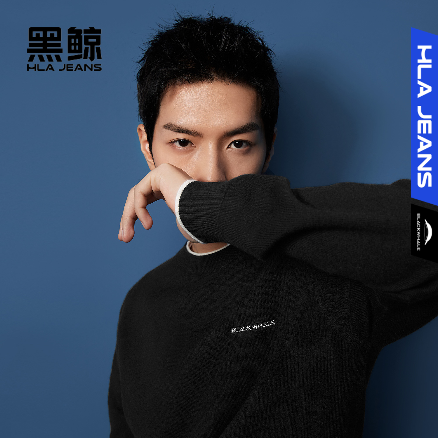 黑鲸假两件圆领针织衫秋季