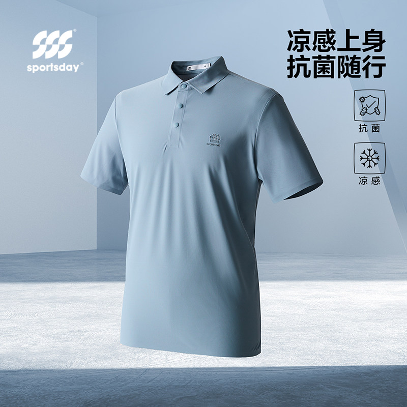 马术运动sportsday短袖POLO2026春夏季新款凉感立体印花微弹T恤男