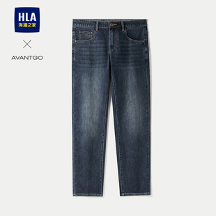 海澜之家轻商务直筒猫须牛仔裤 水洗直筒裤 25秋季 五袋款 男 新款 HLA