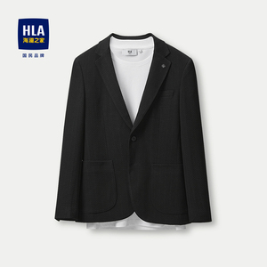 HLA/海澜之家3D针织提花休闲西服男2023秋新款胸针修身西装外套男