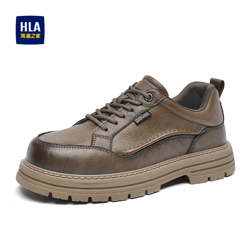 HLA/海澜之家男鞋新款秋季时尚高街厚底工装鞋百搭户外低帮休闲男
