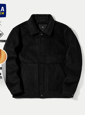 HLA/海澜之家POWER YOUNG系列夹克25秋冬新翻领仿毛呢加厚外套男