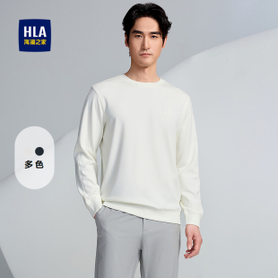 胸前印标微弹休闲长t男 T恤2026春夏新款 HLA 海澜之家圆领长袖