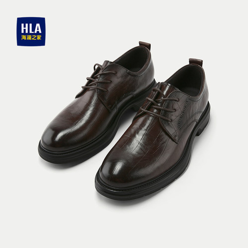海澜之家头层牛皮系带正装皮鞋男