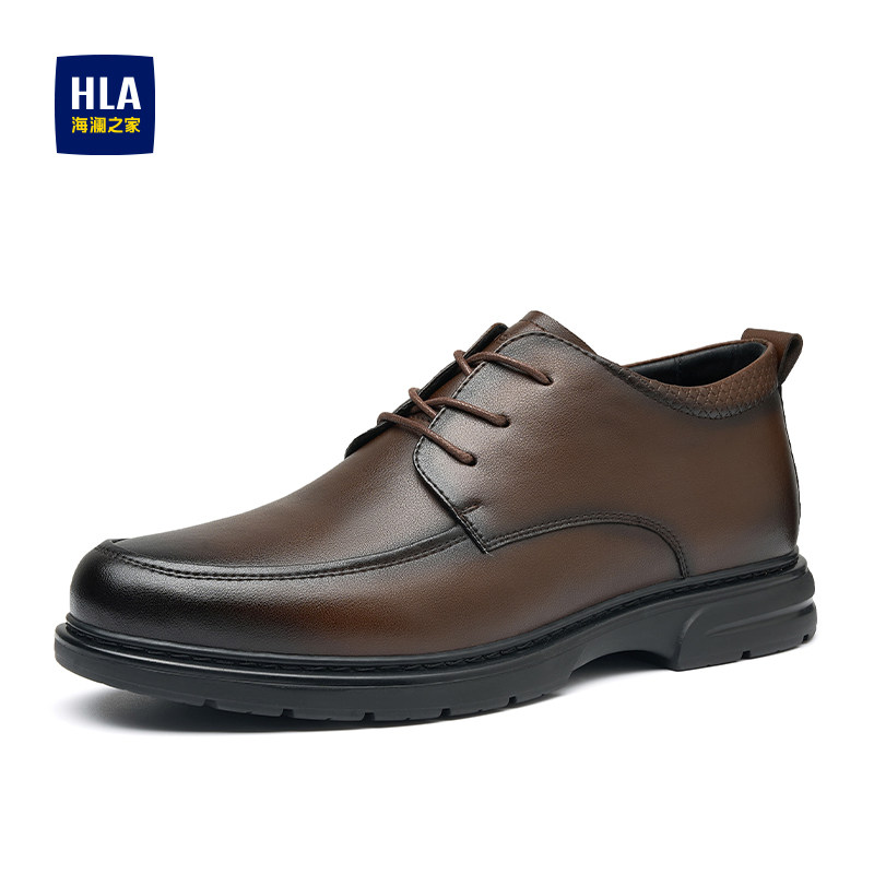 HLA/海澜之家男鞋秋冬新款男皮鞋商务通勤皮鞋系带耐磨休闲皮鞋