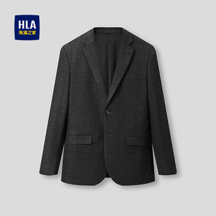 平驳领胸针点缀格纹外套男 休闲西服2025秋冬新款 HLA 海澜之家时尚