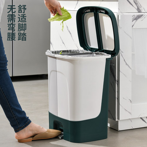 分类垃圾桶大号大容量厨房厨余垃圾卫生桶家用带盖子轻奢高颜值纸