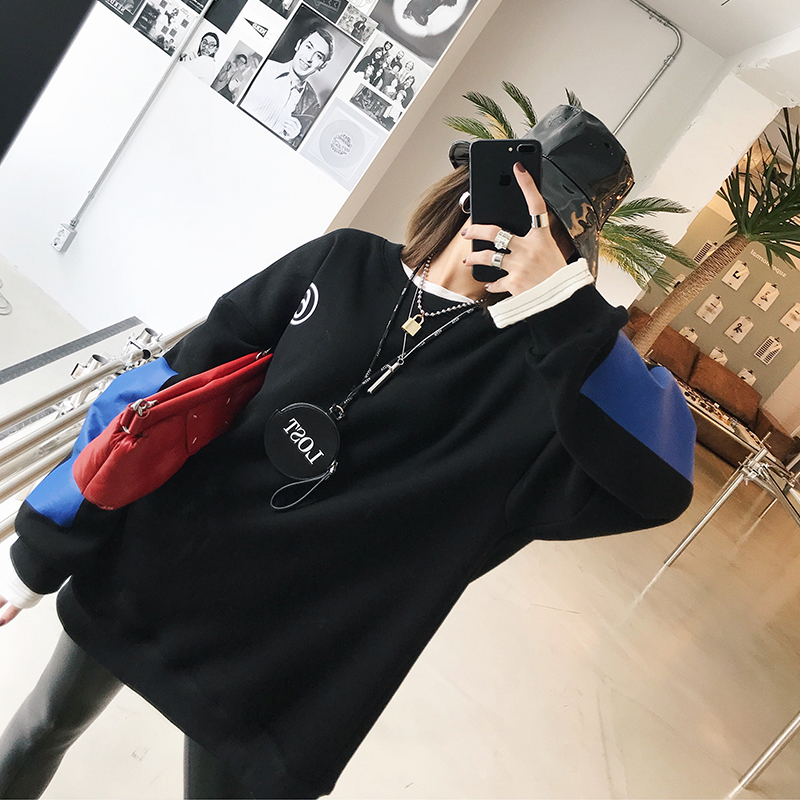 ACSENSE 2018ÔçÇïÉÏÒÂã¼ÀÁ·çײɫӡ»¨ÎÀÒÂÅ®chic×¥ÈÞ¿íËɳ¤ÐäÉÏÒÂ