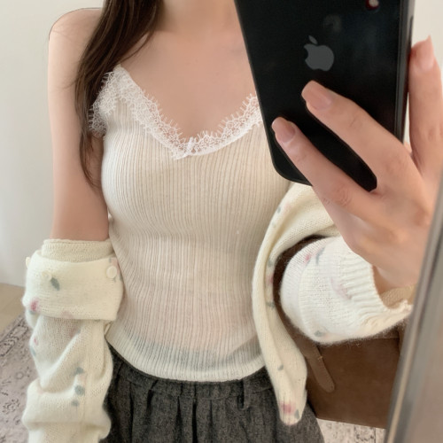 芭妮Bonnet-韩系内搭蕾丝拼接吊带背心N30-26607-1不退换