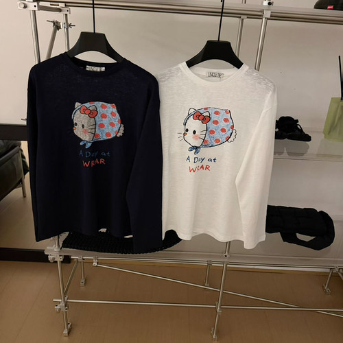 UNCLE BE秋可爱HelloKitty图案圆领休闲百搭长袖T恤DY89578不退换
