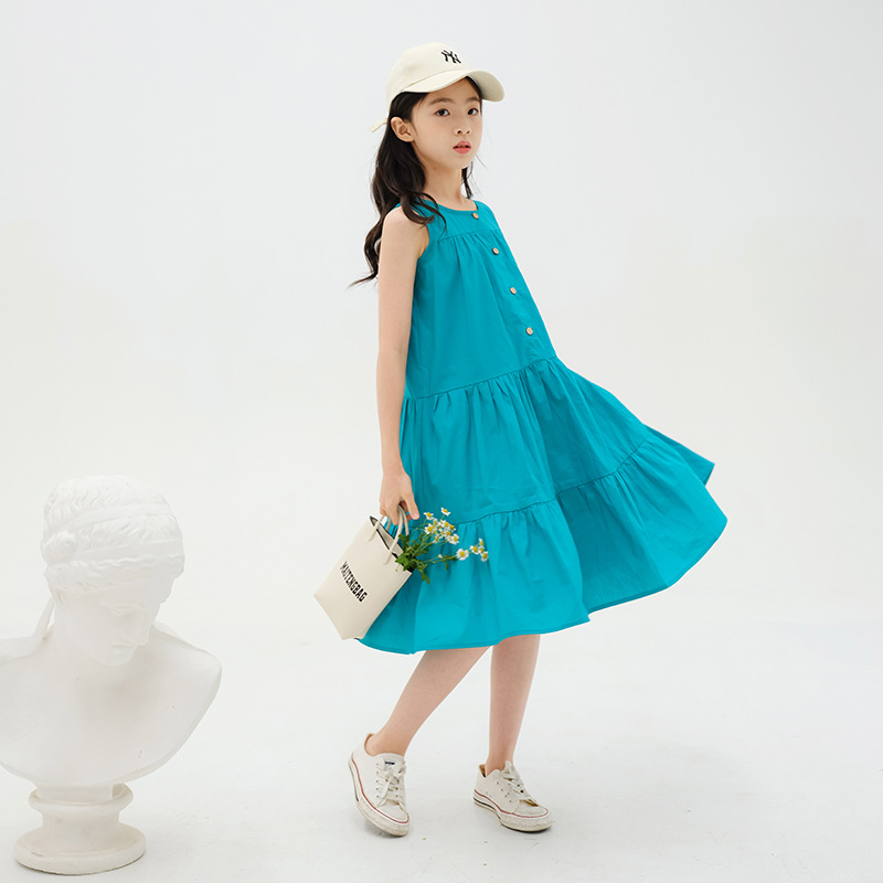 2024夏季宽松甜美背心裙童装沙滩
