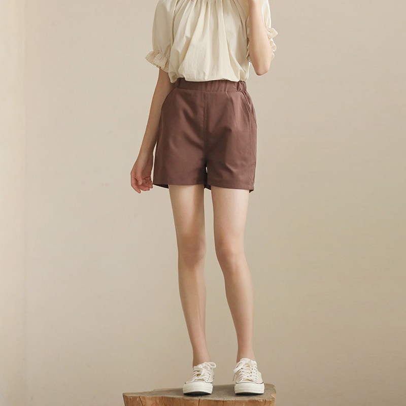 女大童夏装咖啡色短裤橡筋腰童裤日韩少女休闲显瘦辣妹超短热裤子