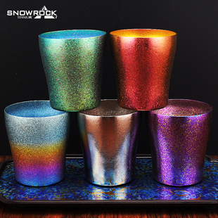 SNOW 纯钛水杯双层啤酒杯斜边杯户外露营便携水具茶杯咖啡杯 ROCK