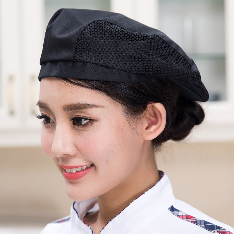 服务员工作帽夏季透气厨师帽子女款餐饮前进布帽咖啡厅贝雷帽定制