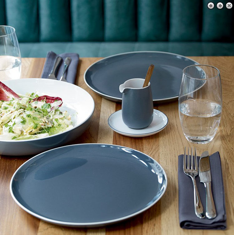 外贸陶瓷西餐盘 欧式简约时尚高档10寸牛排盘圆形平盘戈登黑白2色