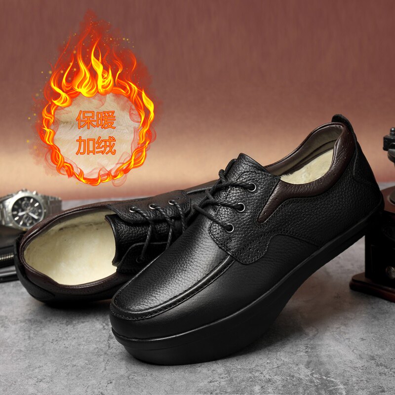 K型秋冬专业负跟鞋真皮皮鞋男舒适腰椎驼背矫正扁平足前高后低鞋