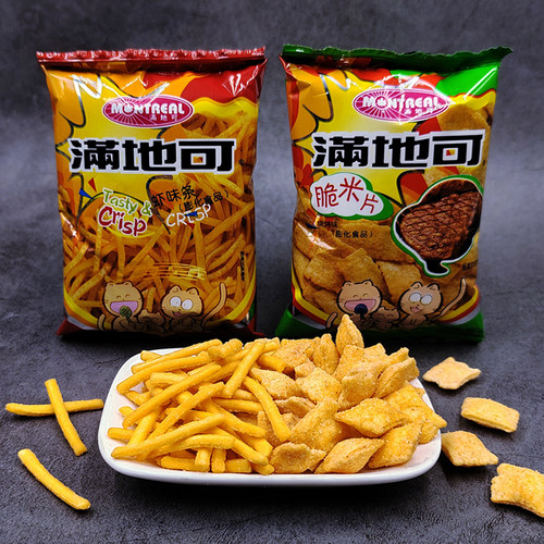 满地可虾味条烧烤味脆米片膨化食品学校宿舍办公节日小零食品年货