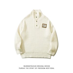 华夫格polo宽松ins慵懒风设计感小众日系复古毛衣XZ304B-M197P50