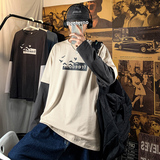 秋季新款假两件港风宽松多色ins潮牌休闲长袖T恤XZ304B-T0503P25，男装T恤，星座302B-1