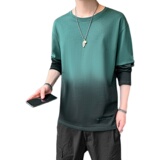 秋季新款仿棉长袖男士圆领渐变潮流百搭长袖T恤XZ304B-T0403P25，男装T恤，星座302B-1