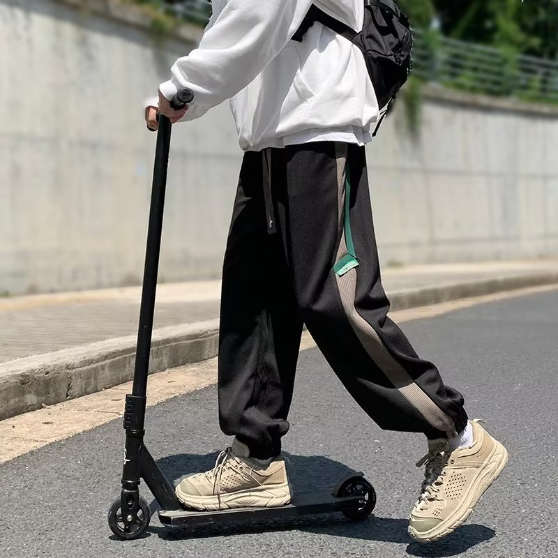日系复古工装宽松ins潮牌百搭阔腿抽绳哈伦休闲裤XZ304B-K338P45图片