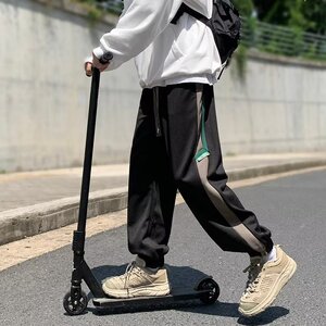 日系复古工装宽松ins潮牌百搭阔腿抽绳哈伦休闲裤XZ304B-K338P45图片