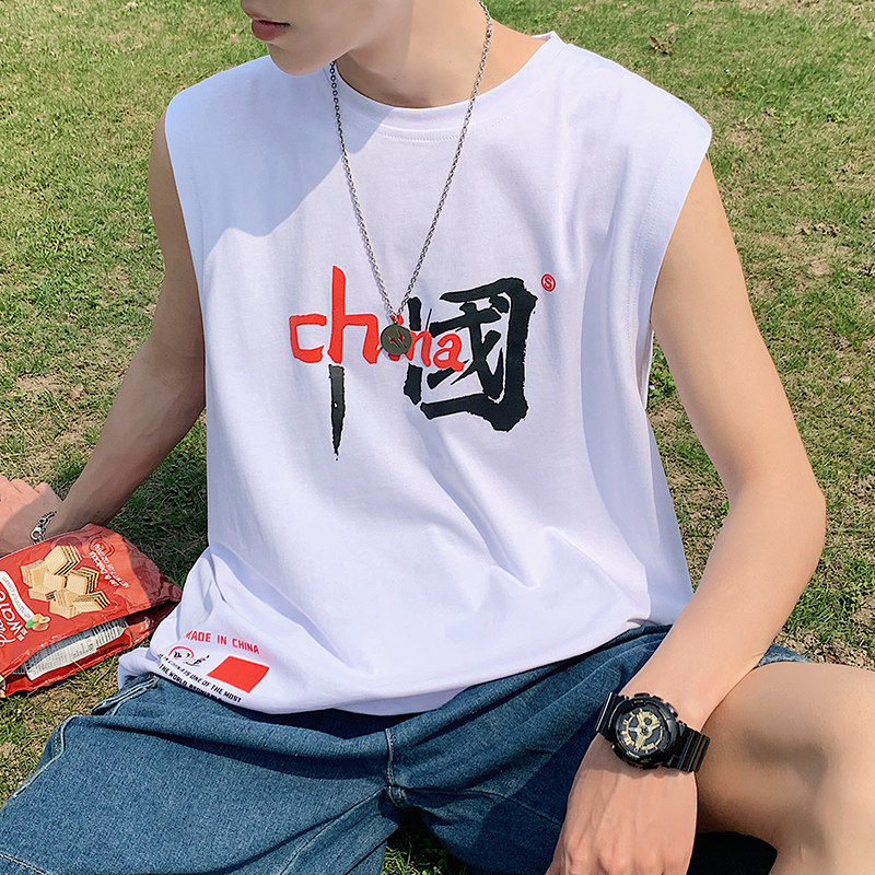 港风中国 夏季大码休闲宽松无袖背心XZ304B-B1108P21图片