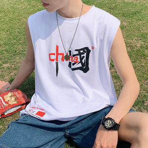 港风中国 夏季大码休闲宽松无袖背心XZ304B-B1108P21图片