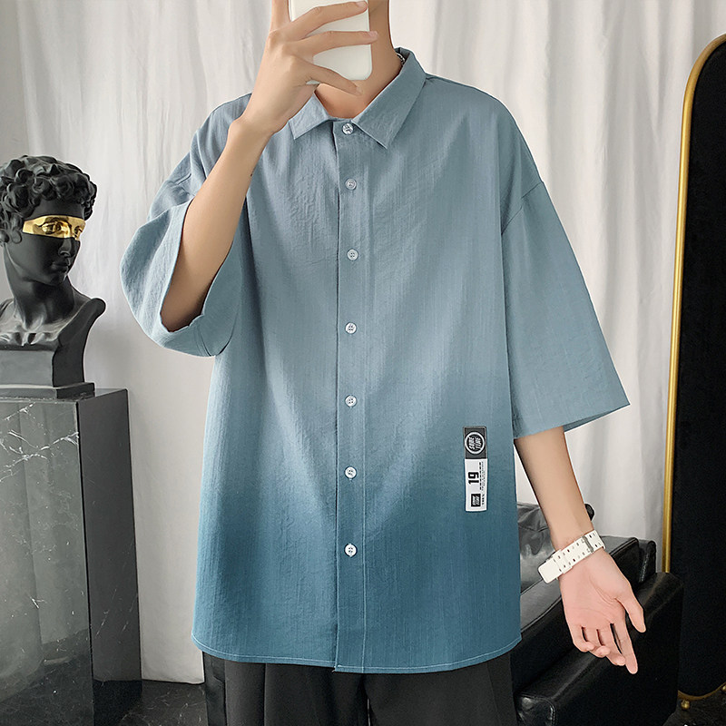 夏季短袖衬衣港风青少年宽松潮流休闲衬衫XZ304B-CS1101P40,男装衬衫,星座302B-1