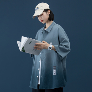 夏季原创新款渐变色百搭中性宽松短袖衬衫套装XZ304B-CS1101-P40图片