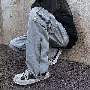 复古设计感小众大口袋高街vibe潮牌宽松牛仔裤XZ302B-1-K5037P55图片