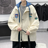 连帽外套男潮牌潮流ins字母刺绣情侣假两夹克XZ304B-JK22108-P70，男装夹克，星座302B-1
