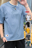 夏季新款时尚休闲五分袖简约多色宽松圆领T恤XZ304B-T201-P19，男装T恤，星座302B-1