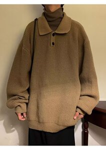 高级感短款翻领宽松毛衣韩版加厚保暖针织衫XZ302B-1-M168P50图片
