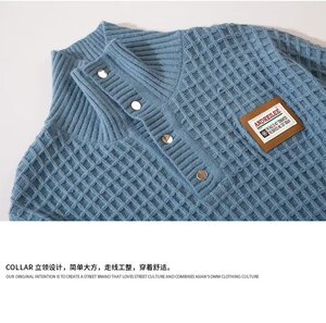 华夫格polo宽松ins慵懒风设计感小众日系复古毛衣XZ304B-M197P50图片