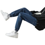 男生牛仔裤广州白墙微弹宽松简约直筒牛仔XZ304B-K7906-P48，男装牛仔裤，星座302B-1