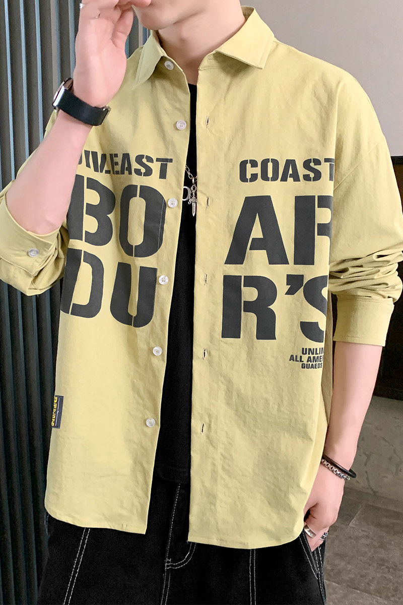 秋季新款ins酒店风韩系衬衣宽松潮流休闲衬衫XZ304B-CS2015-P45,男装衬衫,星座302B-1