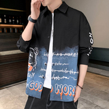 秋季新款ins酒店风韩系衬衣宽松潮流休闲衬衫XZ304B-CS2001-P45，男装衬衫，星座302B-1