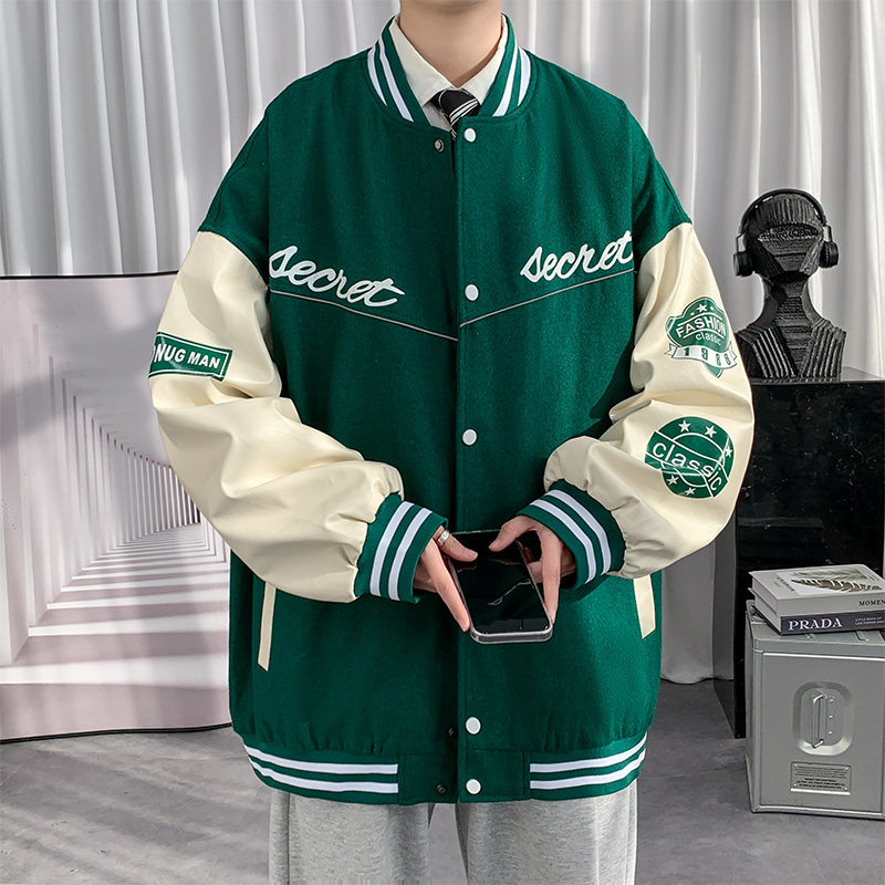 秋季新款潮牌ins美式复古字母印花棒球服XZ304B-JK22121P80图片
