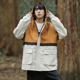 秋季男士连帽日系潮流拼色工装宽松休闲夹克XZ302B-1-JK2303P68，男装夹克，星座302B-1