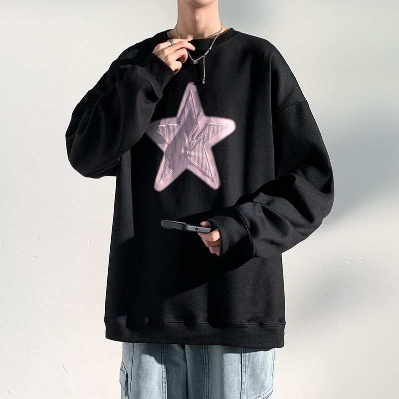 秋季男士上衣宽松套头潮流圆领休闲卫衣XZ302B-1-W5033P5,男装卫衣,星座302B-1
