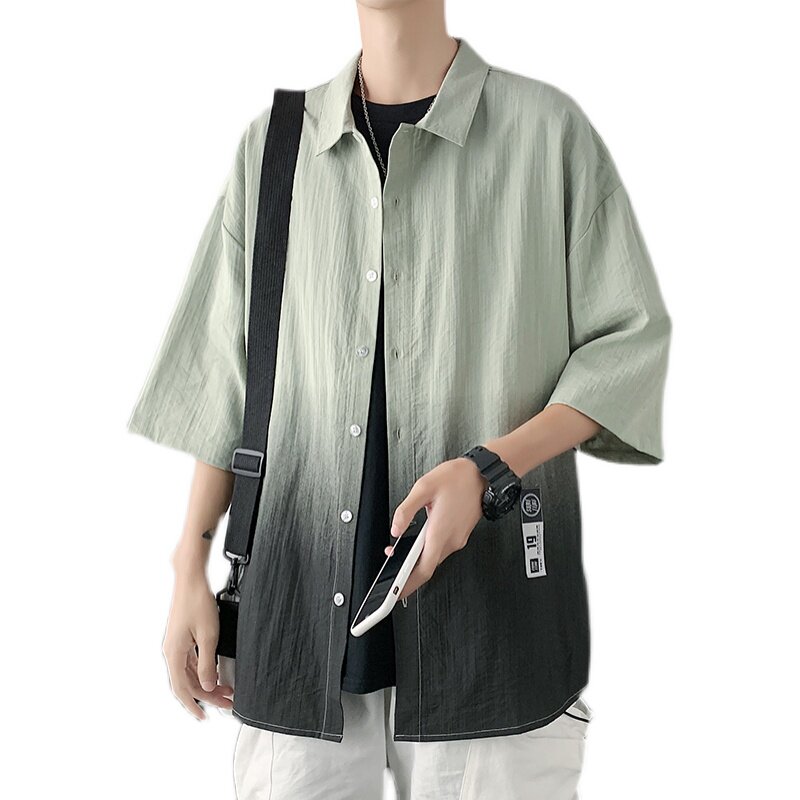 夏季ins复古韩系短袖衬衣宽松潮流休闲衬衫XZ304B-CS1101-P40,男装衬衫,星座302B-1
