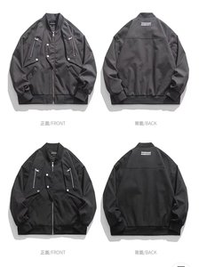 春秋拉链多口袋棒球服小众情侣BF风休闲夹克XZ302B-1-JK036P65图片