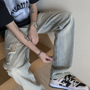 男士宽松直筒潮牌百搭直筒牛仔裤XZ302B-1-K26P55图片