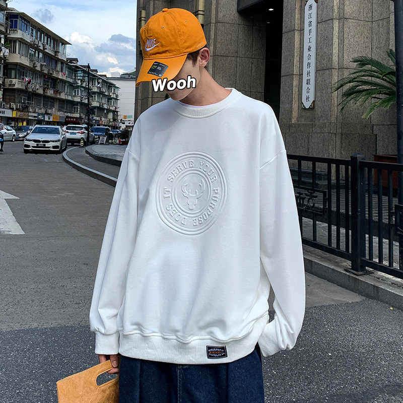 港风卫衣秋季新款潮流印花宽松圆领休闲卫衣XZ304B-W5510P30,男装卫衣,星座302B-1