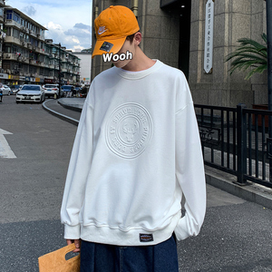 港风卫衣秋季新款潮流印花宽松圆领休闲卫衣XZ304B-W5510P30图片